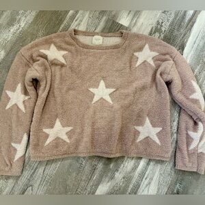 francesca's Star Pattern Sweater in tan and White